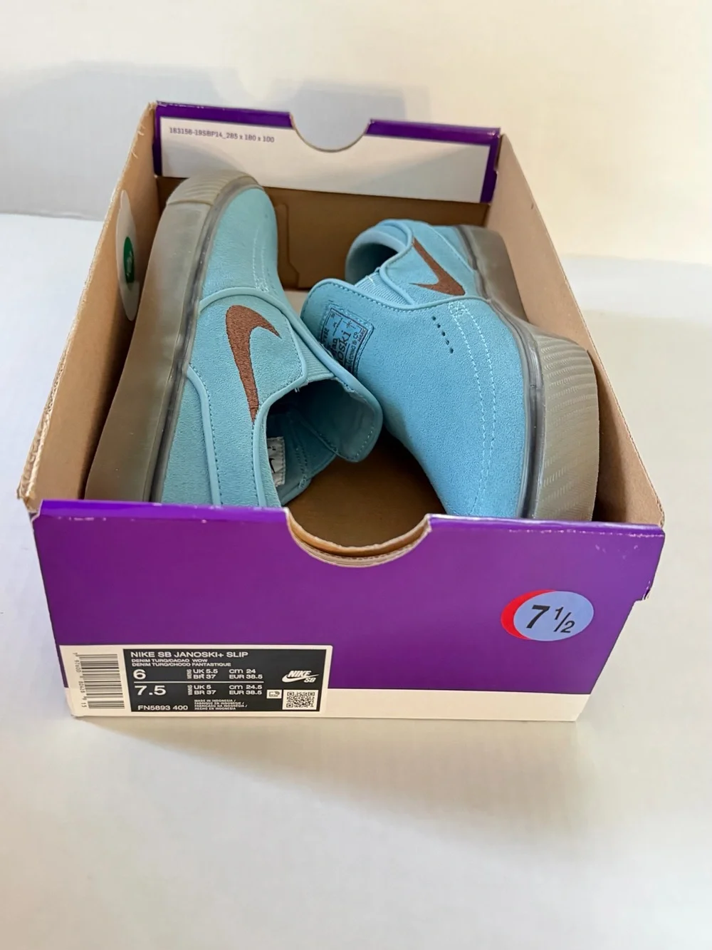 Rare New Nike Zoom Stefan Janoski+ Slip SB Denim Turquoise Men Size 6